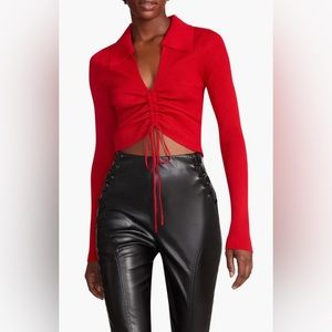 Steve Madden Maggie Cinch Waist Long Sleeve Top / Size: Small / Color: Red